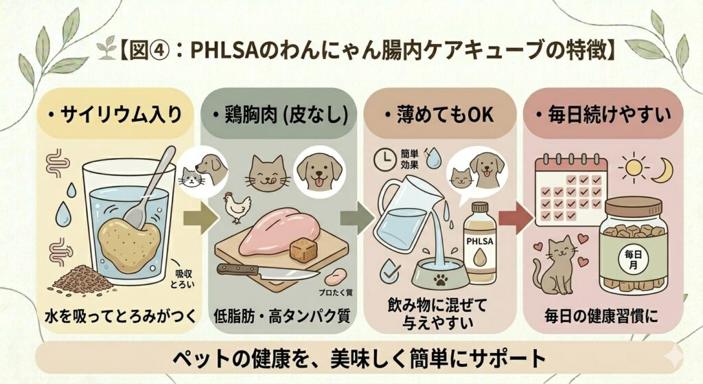 PHLSAのわんにゃん腸内ケアキューブの特徴